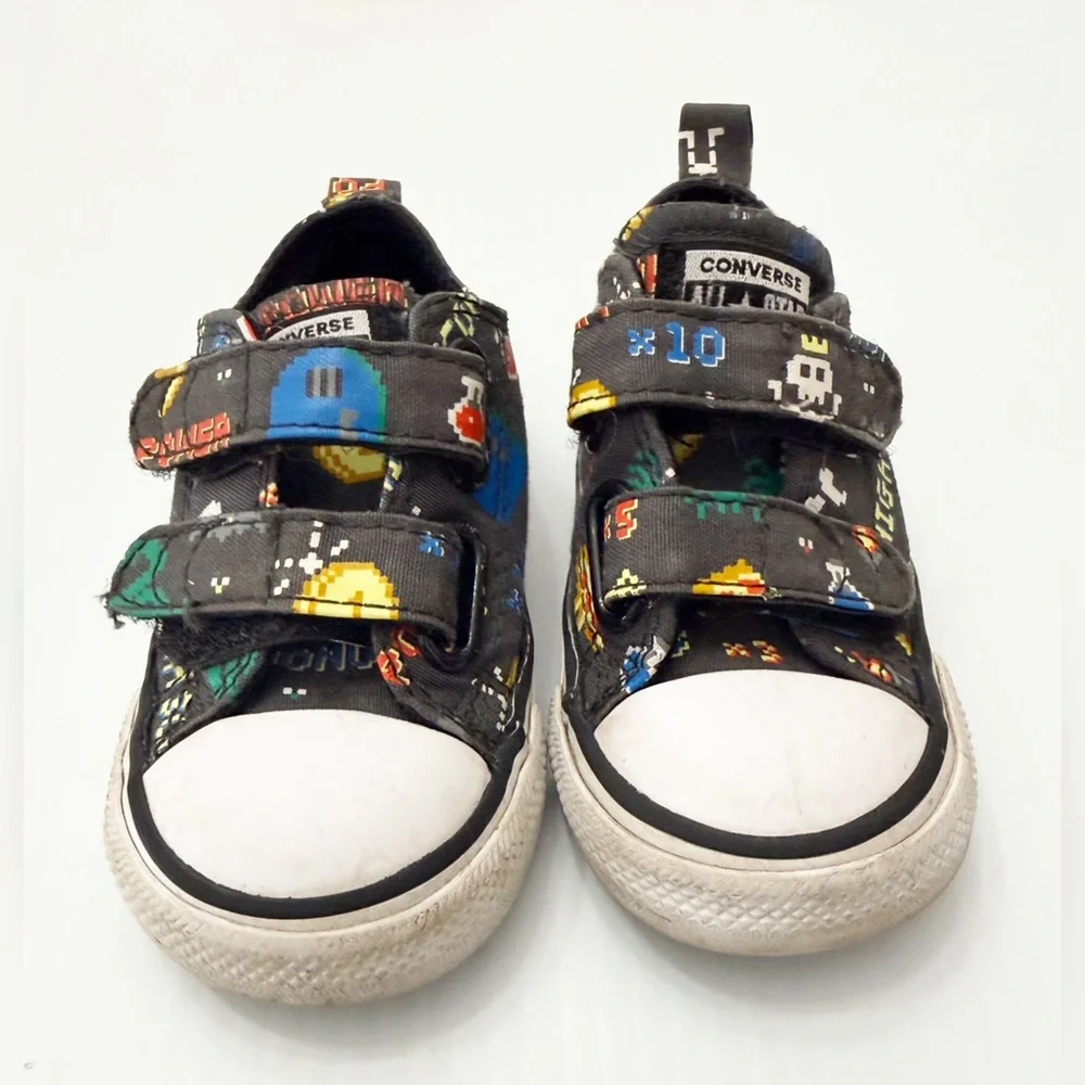 Converse Video Game Print Velcro Sneakers Shoes - 5